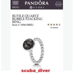 RARE Pandora Dark Enchantment Ring Rutile Tourmaline Quartz 7